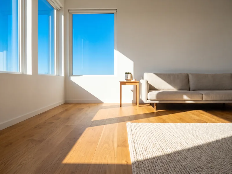Clean hardwood floor in morning light